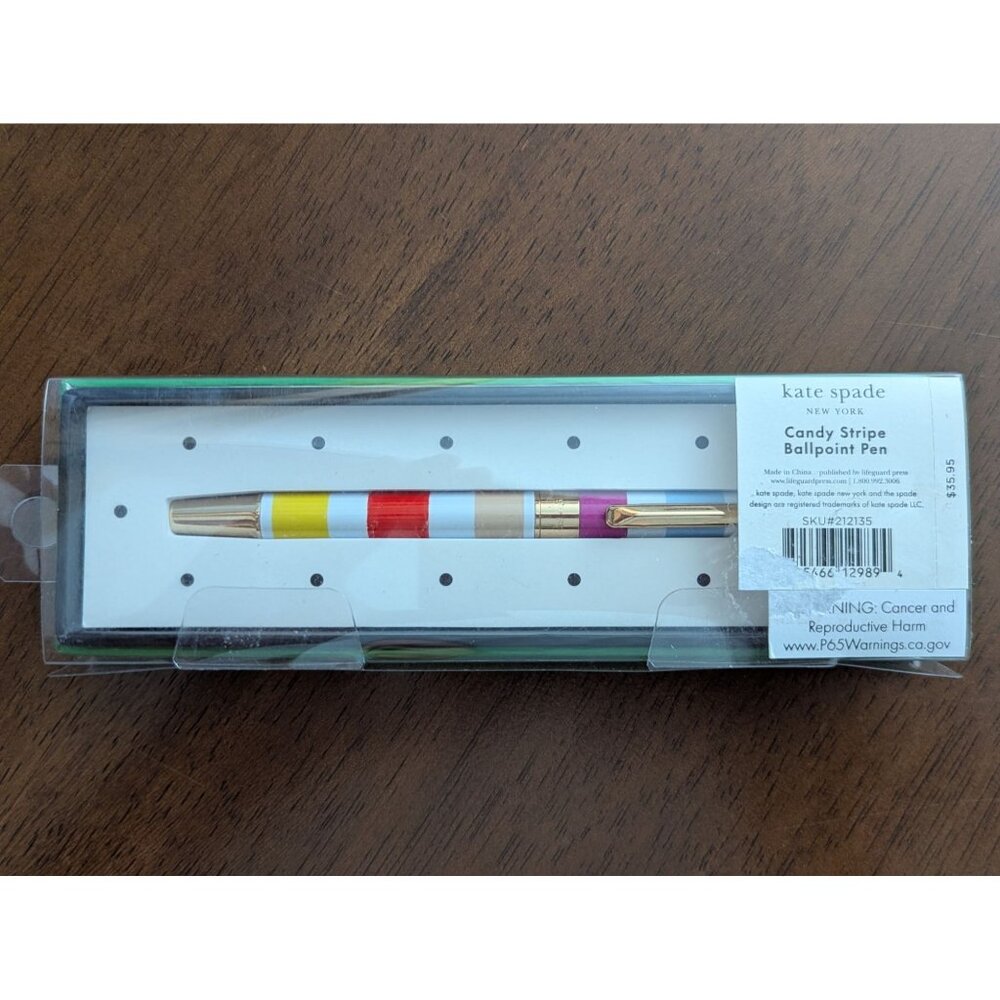 Kate Spade Candy Stripe Ballpoint Pen In Gift Box